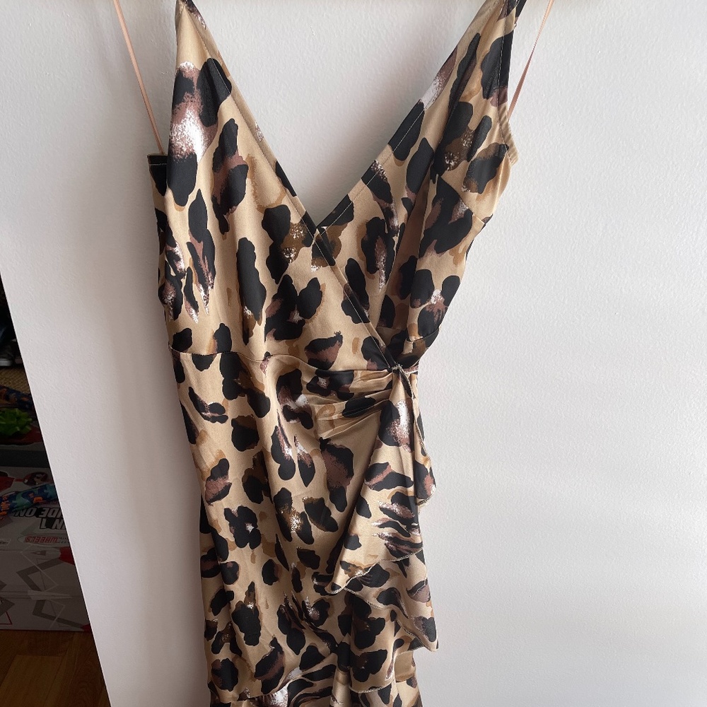 Silk Leopard Wrap Maxi Dress NWT